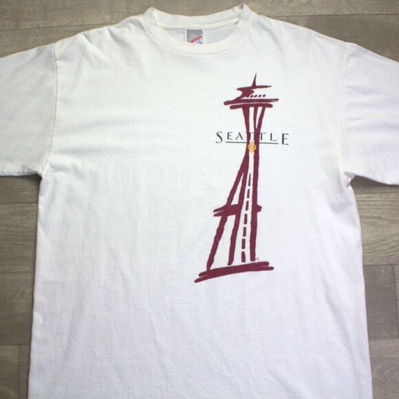 Vintage Seattle Washington Space Needle T- Shirt Size L Made in USA Jerzees - Picture 1 of 4